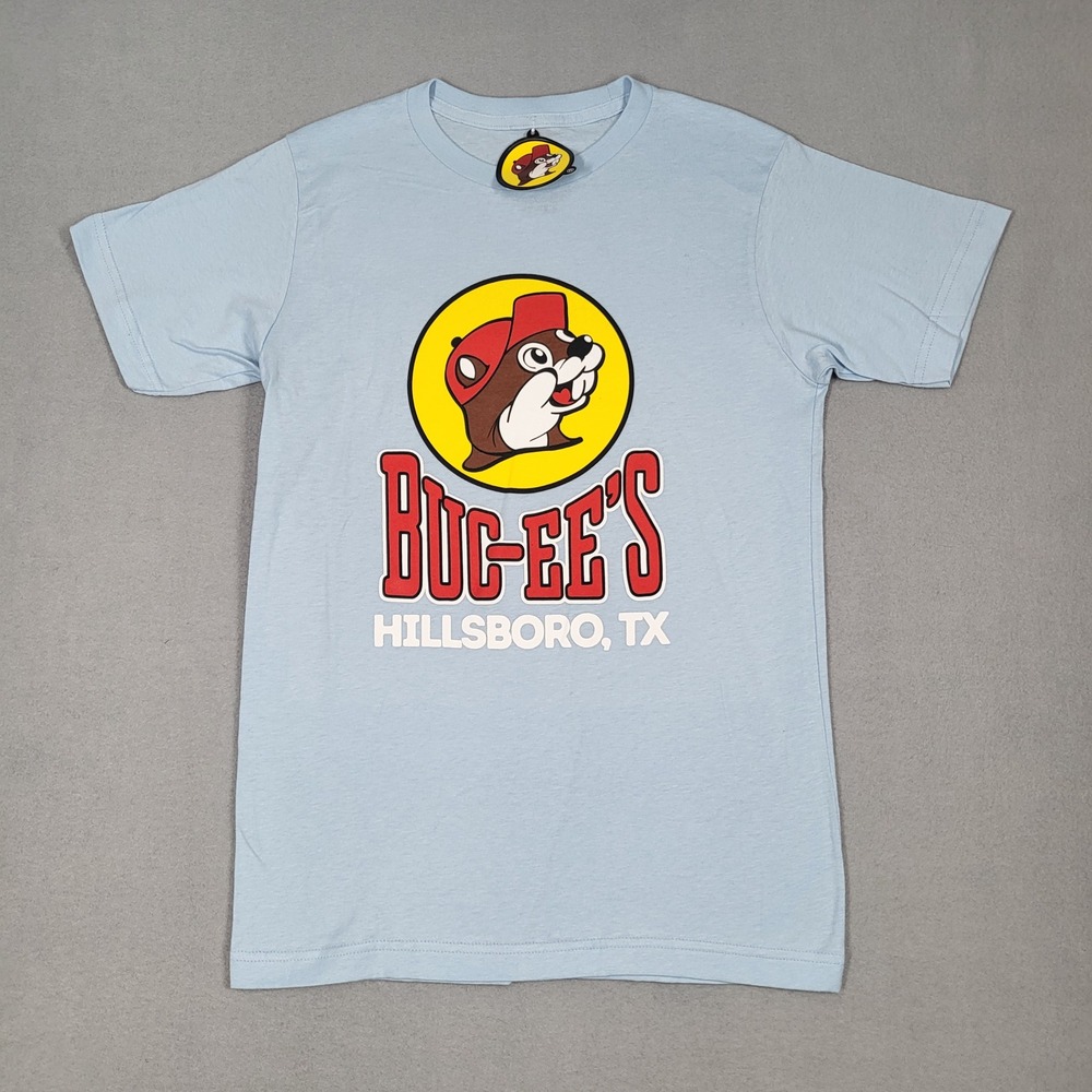 Buc-ee's Hillsboro TX Shirt Mens Small Light Blue Beaver Graphic Tee Souvenir‎